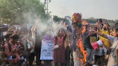 স্বরাষ্ট্র উপদেষ্টার পদত্যাগের দাবিতে বিক্ষোভ, কুশপুত্তলিকা দাহ