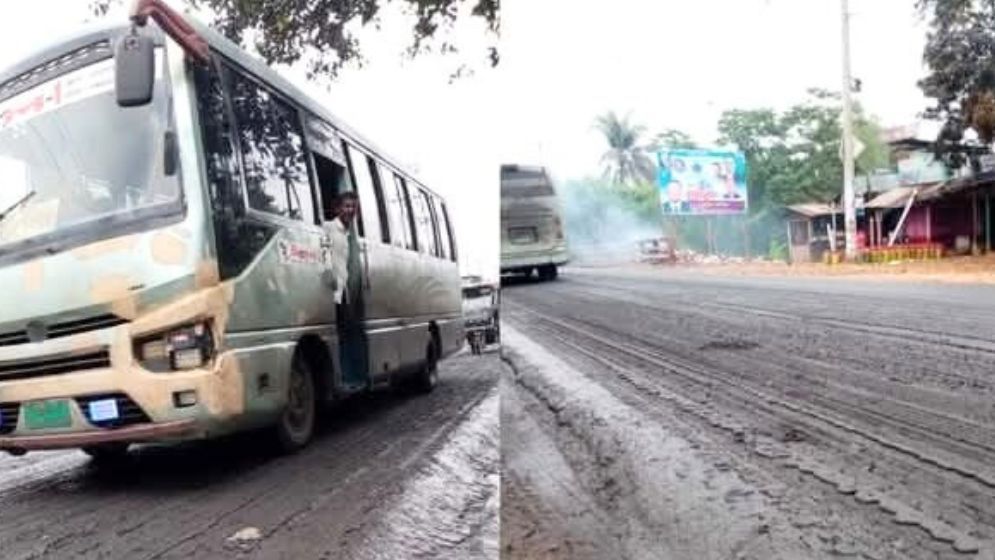 মহাসড়কে মাটি-কাদা, হালকা বৃষ্টিতে বেশি বিপদে মোটরসাইকেল আরোহীরা