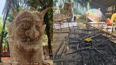 আনন্দ শোভাযাত্রার ‘ফ্যাসিবাদের প্রতিকৃতি’ পুড়ে ছাই