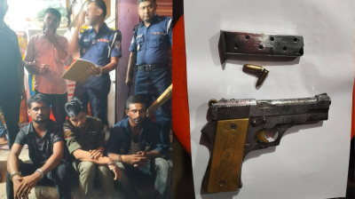 কুমিল্লায় বিদেশি পিস্তল ও গুলিসহ তিন যুবক আটক