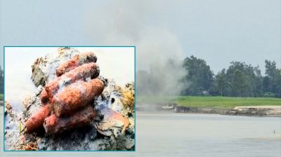 নদীর তীরে উদ্ধার ১১ মর্টার শেল নিরাপদে বিস্ফোরণ