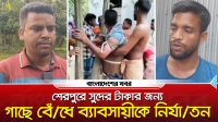 শেরপুরে সুদের টাকার জন্য গাছে বেঁধে ব্যাবসায়ীকে নির্যাতন