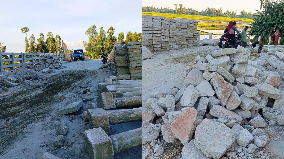 চিলমারীতে সেতু নির্মাণে অনিয়ম, হাতের চাপেই ভাঙছে গাইড ওয়াল