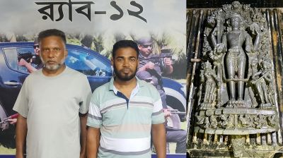 বগুড়ায় ১৯০ কেজি ওজনের কষ্টিপাথরের মূর্তি উদ্ধার, আটক ২