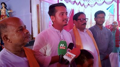 তেঁতুলিয়ার পূজামণ্ডপ পরিদর্শনে সারজিস, জানালেন সারদীয় শুভেচ্ছা