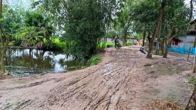 হাকিমপুরে বর্ষায় কাদামাখা রাস্তায় জনদুর্ভোগ