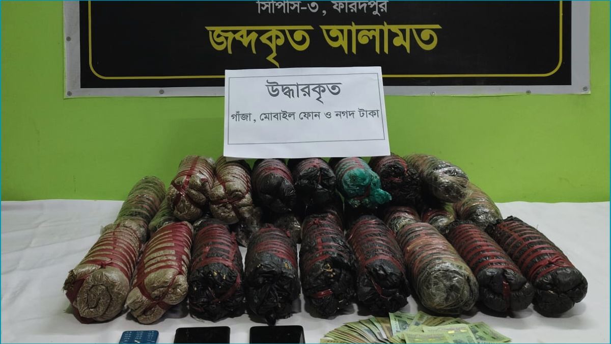 ফরিদপুরে গাঁজাসহ ২ মাদক কারবারি গ্রেপ্তার