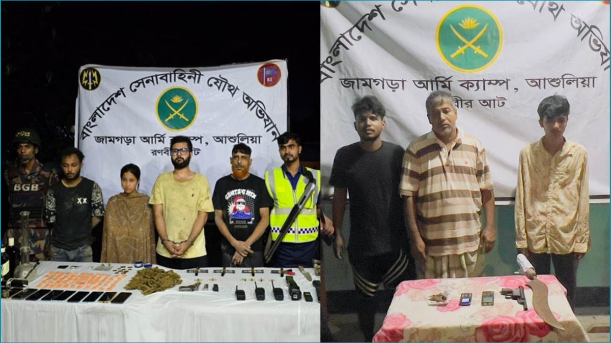 আশুলিয়ায় বিপুল পরিমাণ মাদক-অস্ত্রসহ আটক ৭