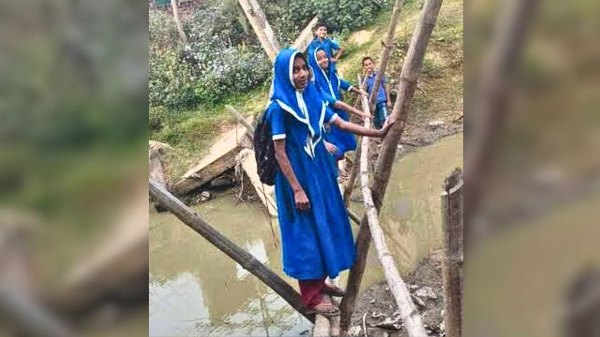 ফেনীতে ভাঙা সেতুর উপর বাঁশের সাঁকো, দুর্ভোগে ২০ হাজার গ্রামবাসী