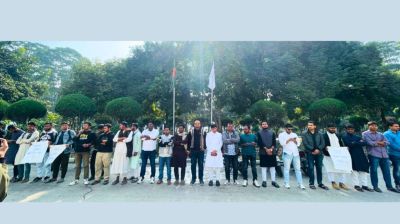 সাজিদ হত্যার বিচারের দাবিতে মানববন্ধন, ছাত্র ও শিক্ষক নেতাদের একাত্মতা