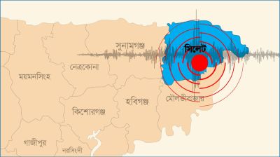 সিলেটে মধ্যরাতে ৫ মিনিটের ব্যবধানে ২ দফা ভূমিকম্প