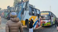 ১৫ ঘণ্টা ফেরি বন্ধ, পাটুরিয়ায় এক কিলোমিটার যানজট