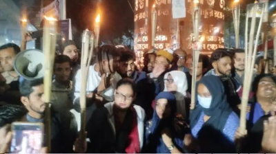 শেরপুরে জামায়াত নেতা নিহতের ঘটনায় এনসিপির মশাল মিছিল