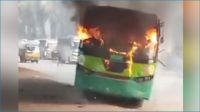 উত্তরায় বাসে আগুন