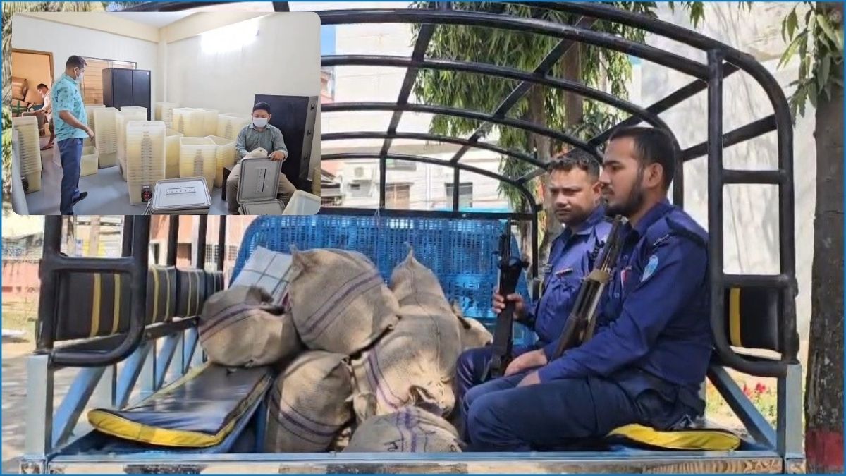 বান্দরবানের দুর্গম এলাকাসহ ৭ উপজেলায় পাঠানো হলো নির্বাচনী সরঞ্জাম