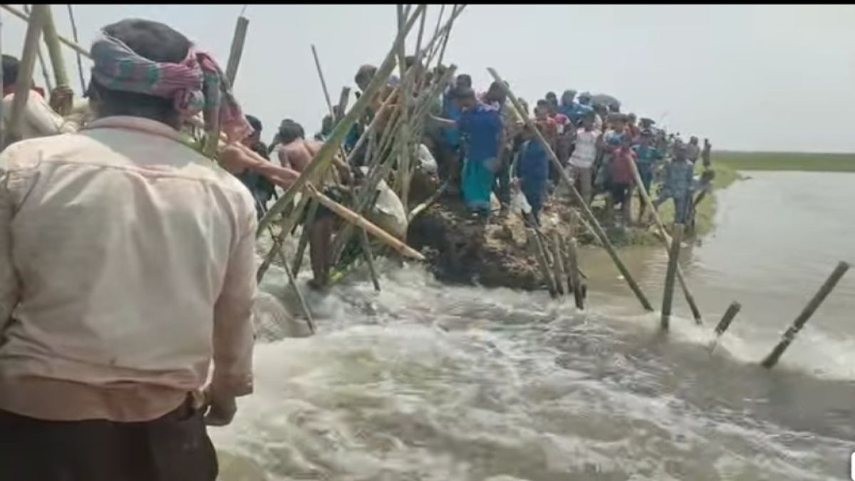 সুনামগঞ্জে বাঁধ ভেঙে হাওরে পানি প্রবেশ