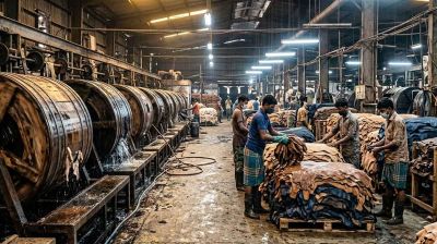 দ্বিমুখী চাপে চামড়া খাত