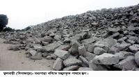 এক মাস ২১ দিন বন্ধের পর  মধ্যপাড়ায় পাথর উত্তোলন শুরু