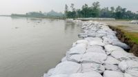 বগুড়ায় বিপৎসীমার কাছাকাছি যমুনার  পানি আতঙ্কে নদীপাড়ের মানুষ