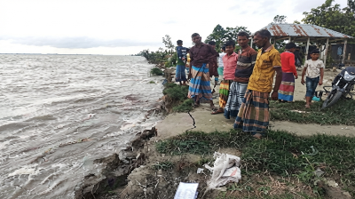 যমুনার ভয়াবহ ভাঙনে বিলীন হচ্ছে   ঘরবাড়ি-ফসলি জমি
