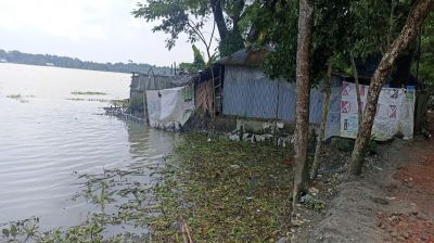 মোরেলগঞ্জে পানগুছি নদীর ভাঙনে   হুমকির মুখে জনবসতি