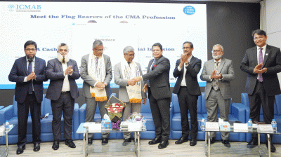 মোস্তাকুর রহমান ও আবদুর রহমান খানকে আইসিএমএবি’র সম্মাননা