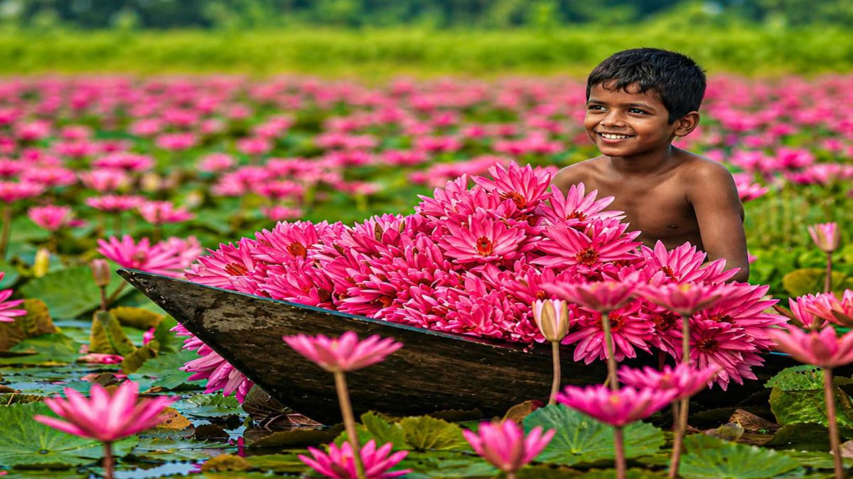 বরিশালে নতুন সাজে সাতলার শাপলা বিল