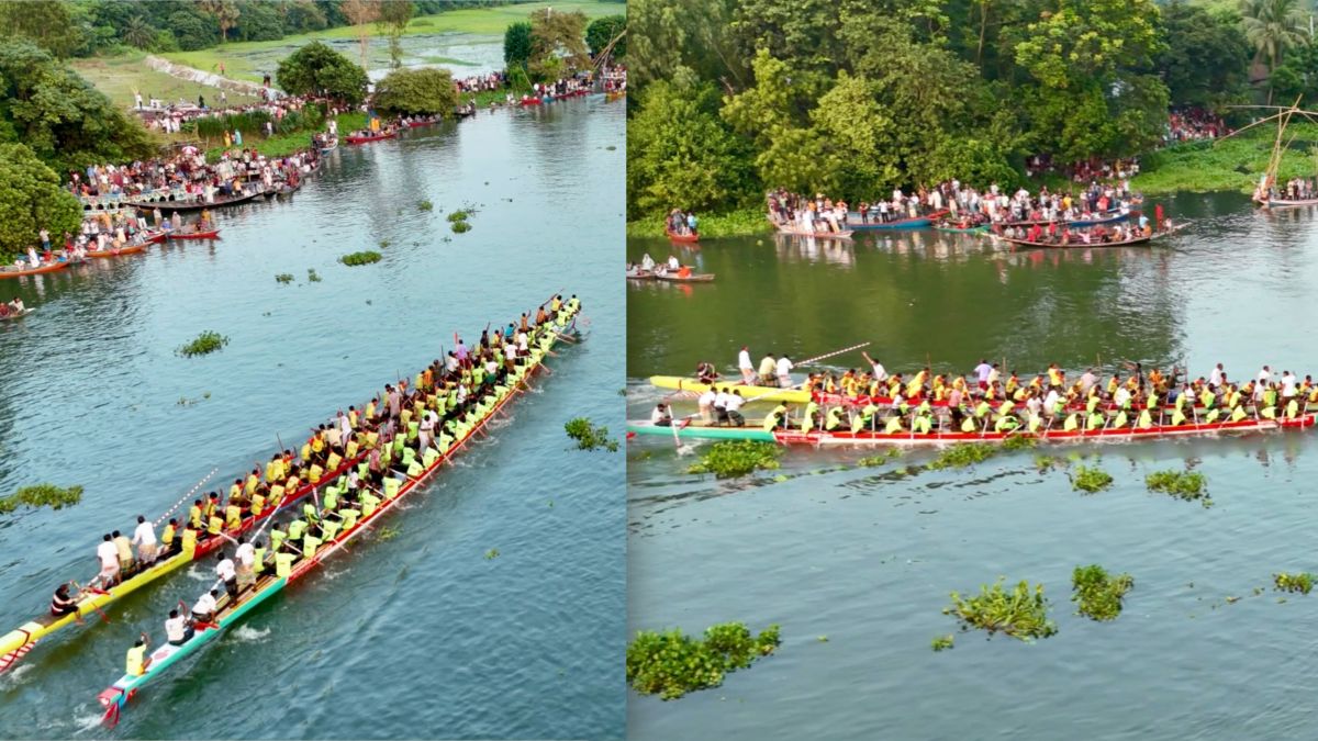 মির্জাপুরে উৎসবমুখর পরিবেশে   নৌকা বাইচ অনুষ্ঠিত